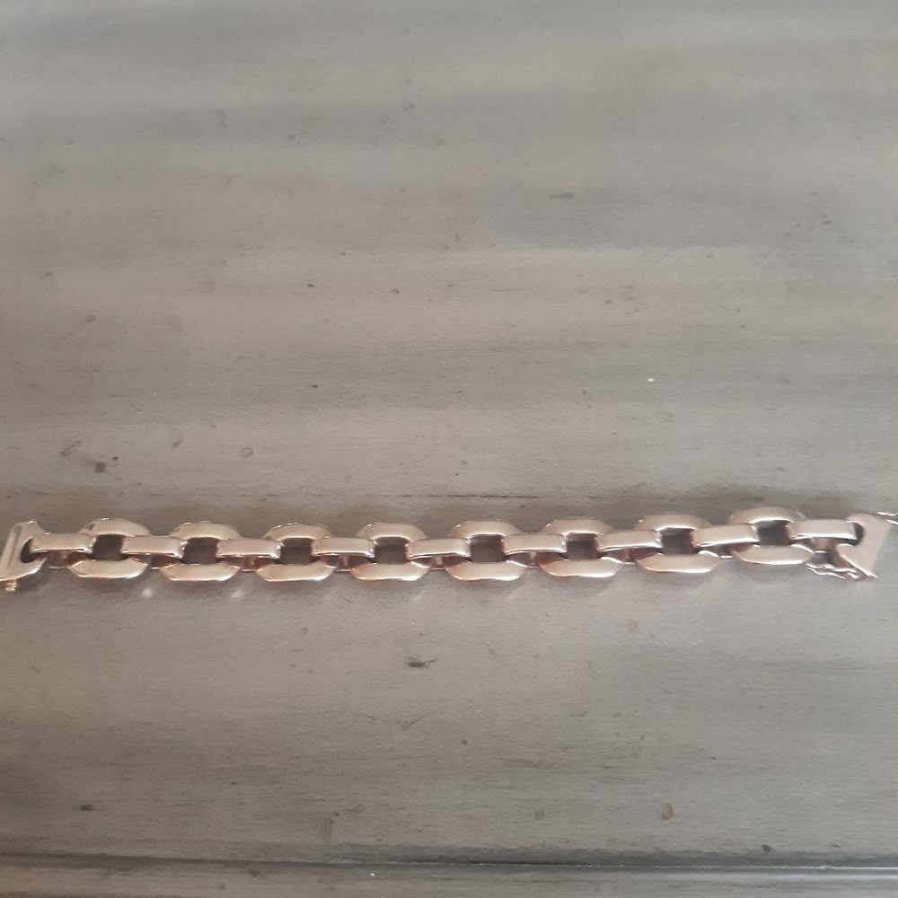 Rose gold over copper link bracelet